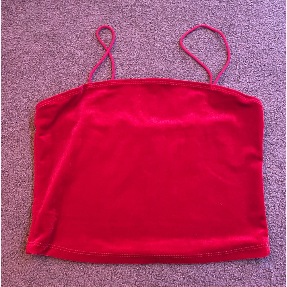 Red Velvet Cropped Tank Top